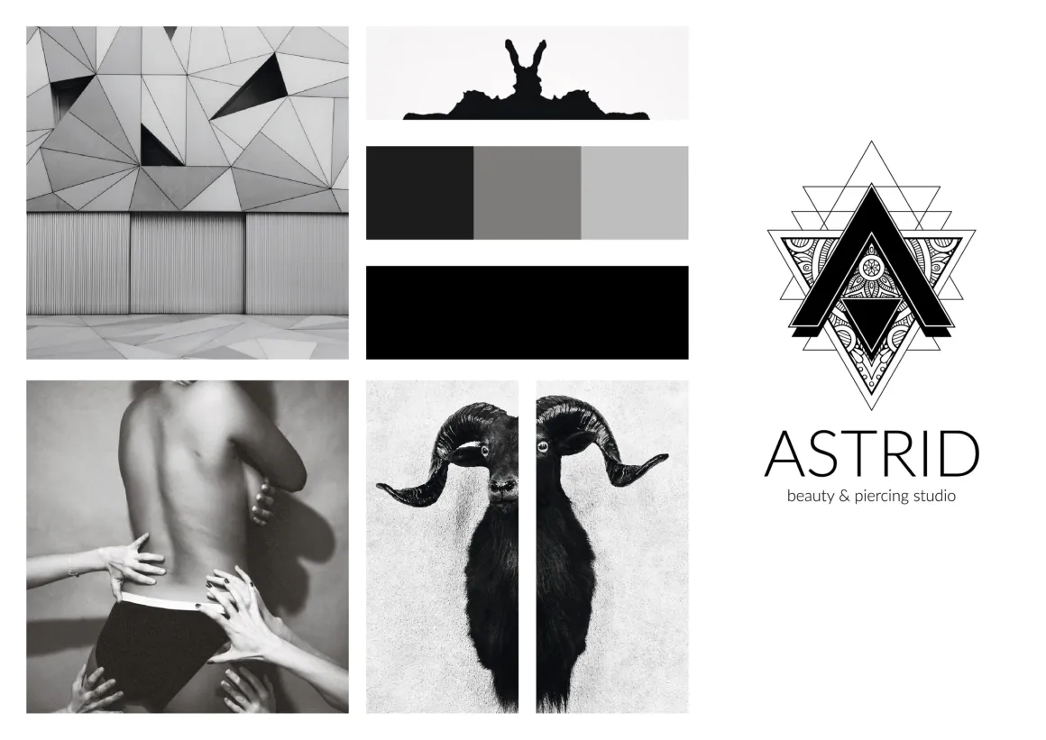 Astrid — Beauty e piercing studio: moodboard e marchio
