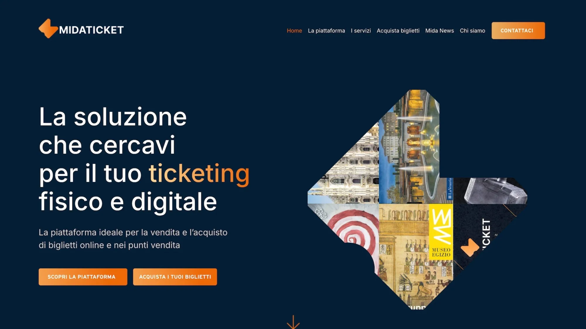 MidaTicket — La piattaforma online, dal marchio all'interfaccia