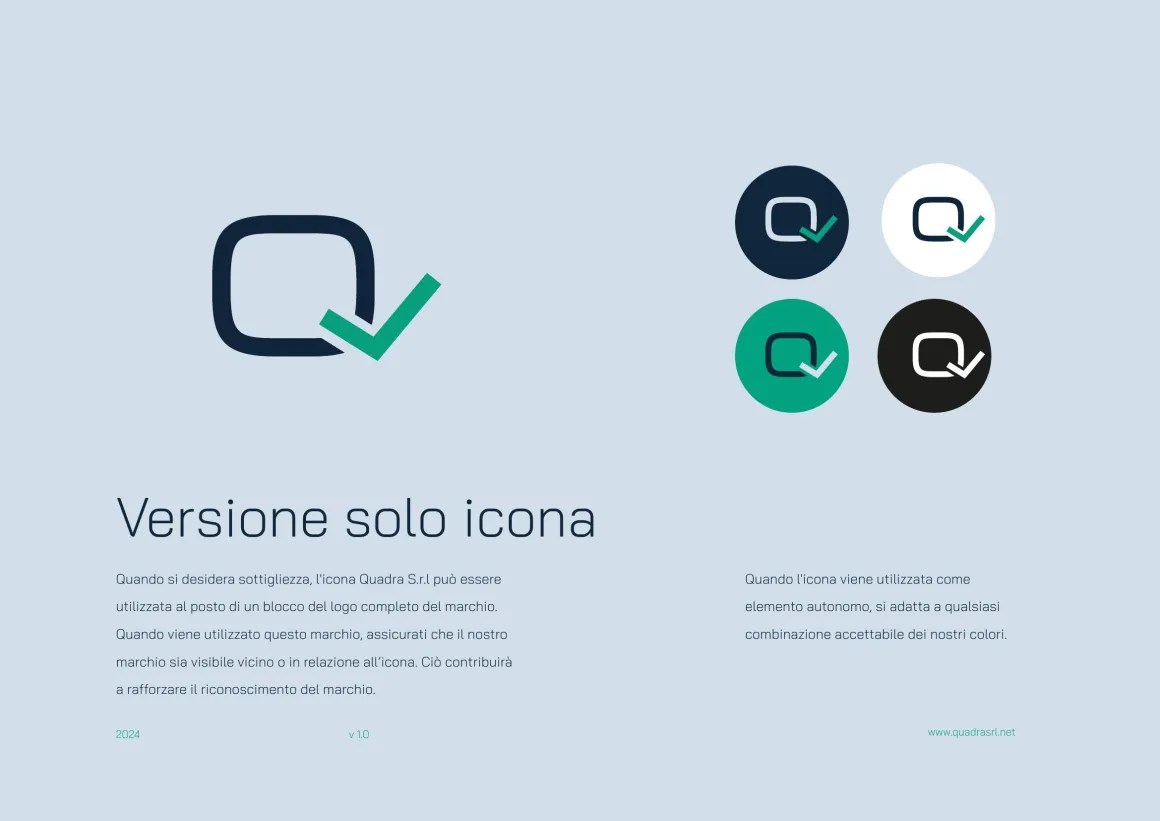Quadra — L'icona autonoma sui fondi di marca