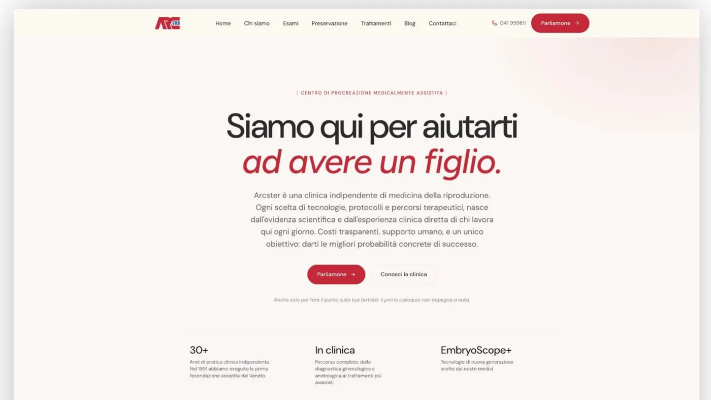 Arcster - Centro per la fertilità, un tocco web delicato