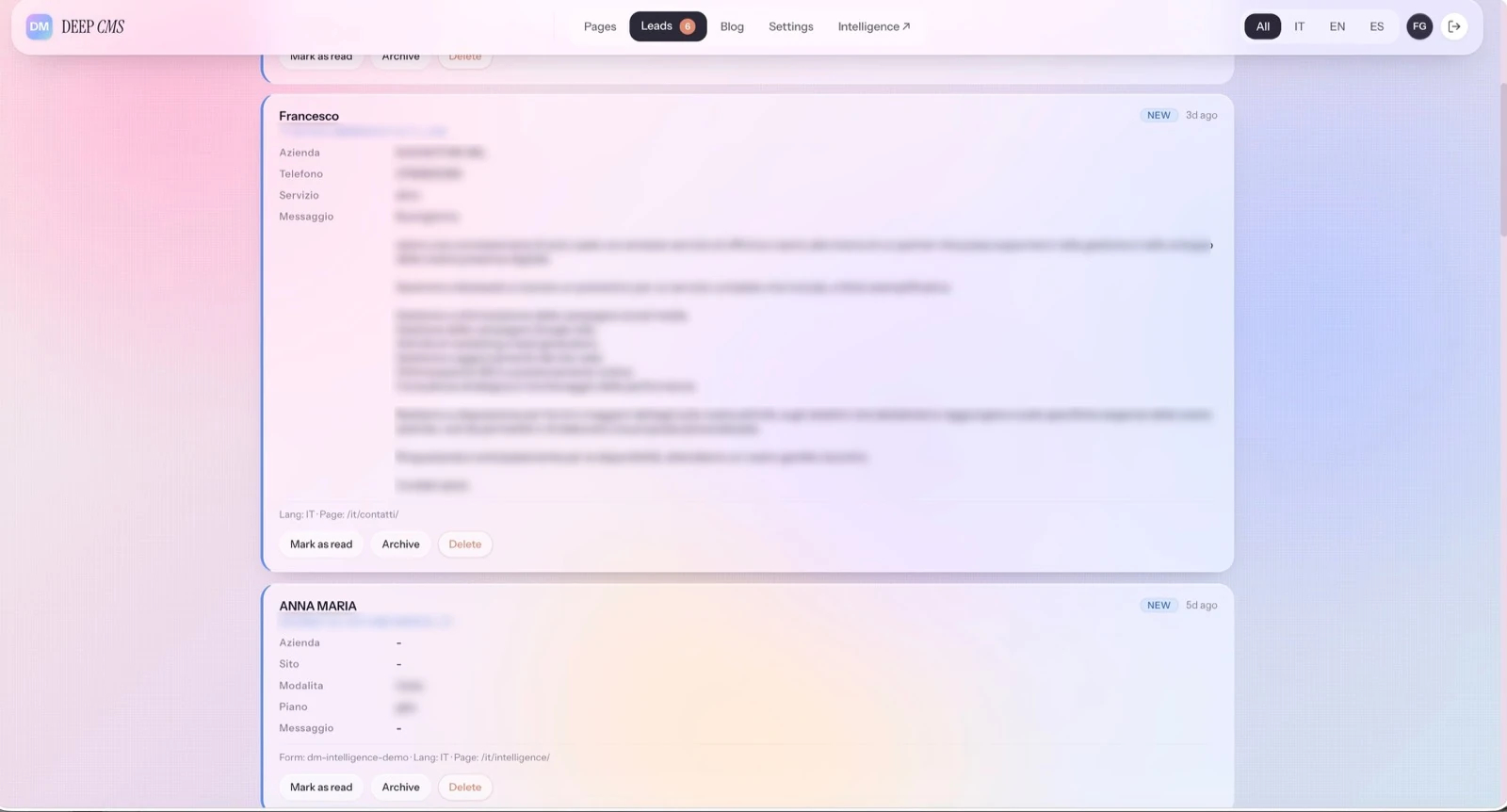 Ogni richiesta diventa un lead. Nessuna si perde.
