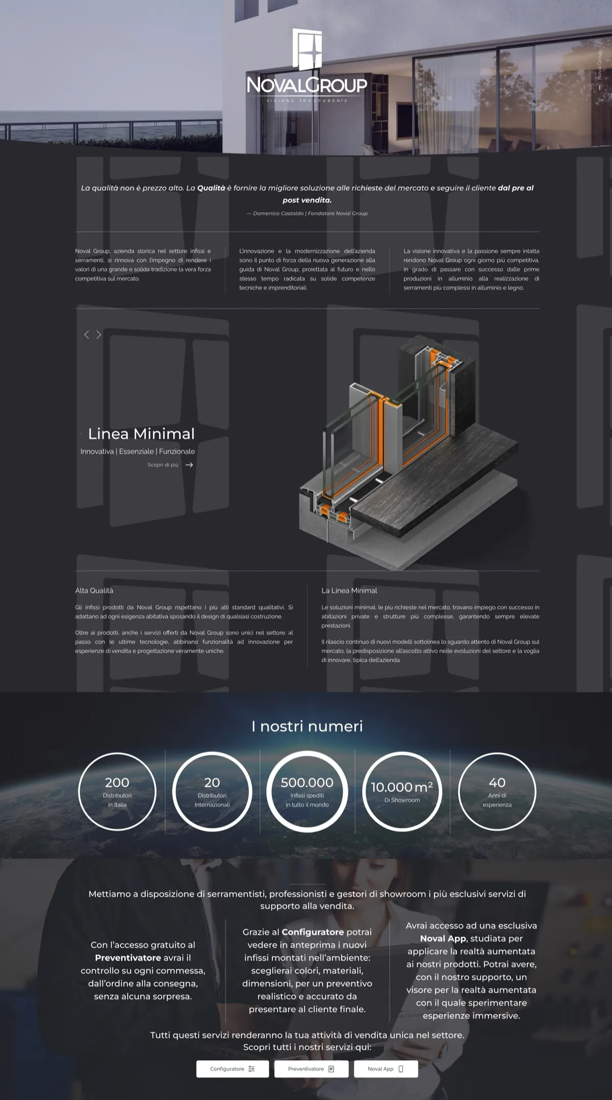Homepage del nuovo sito Noval Group progettato da Deep Marketing