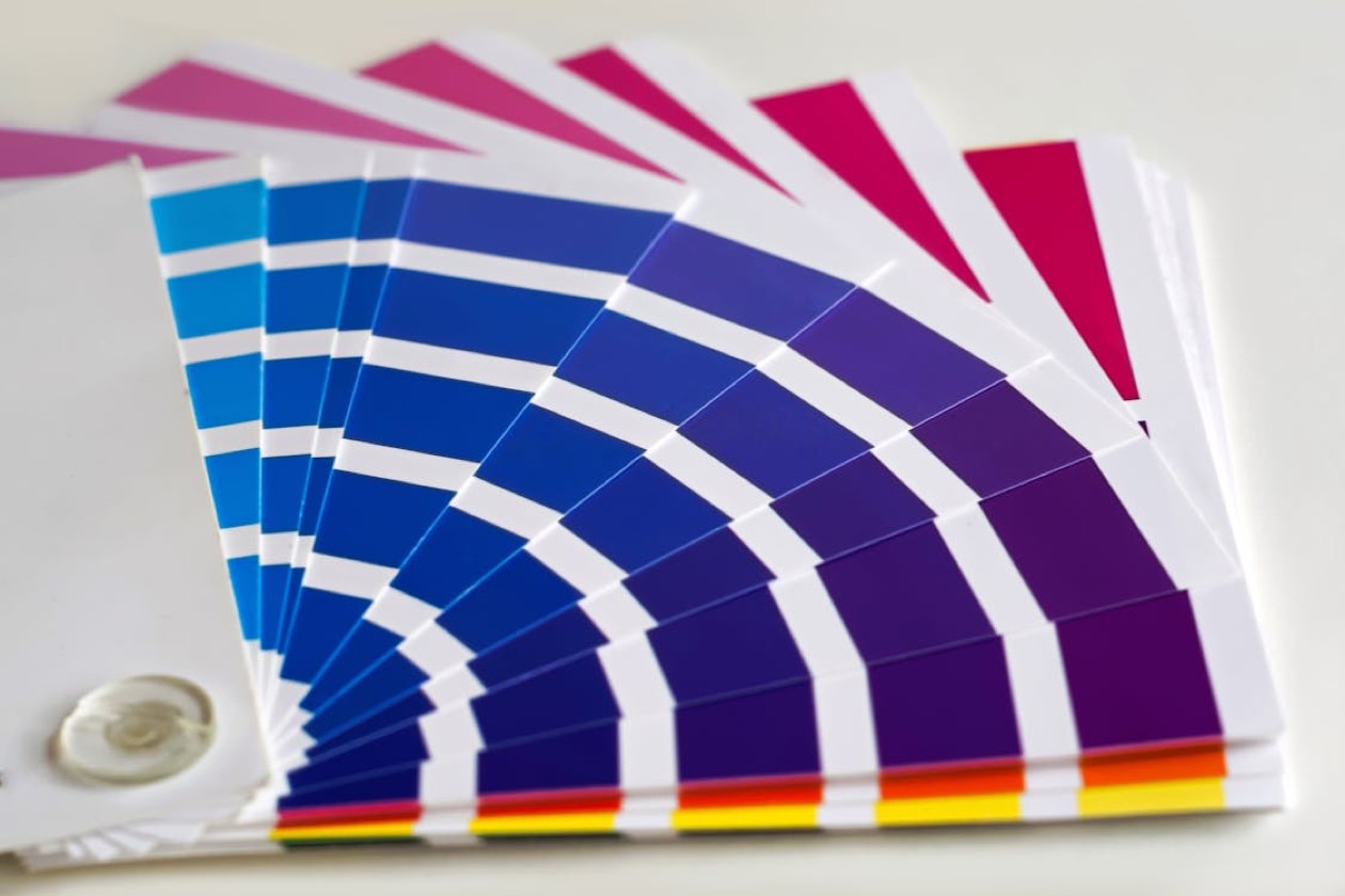 Ventaglio di campioni colorati disposti &mdash; principi operativi scelta cromatica brand